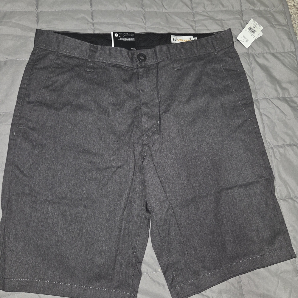 Volcom Men’s Charcoal Flat-Front Shorts